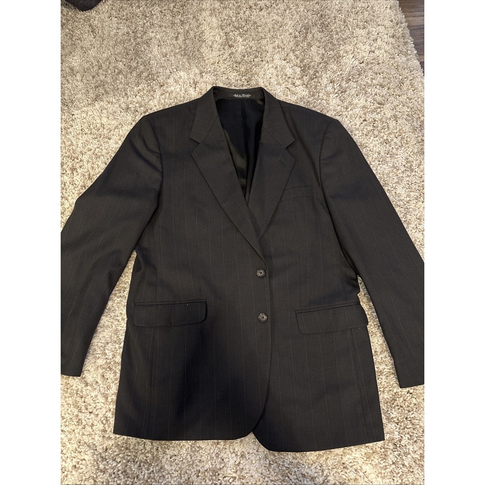 Vintage Johnny Bench MVP Collection Grey Striped Blazer Size 44R